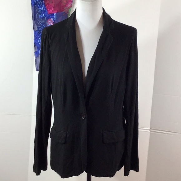 Magaschoni black knit one button blazer M - Picture 2 of 9